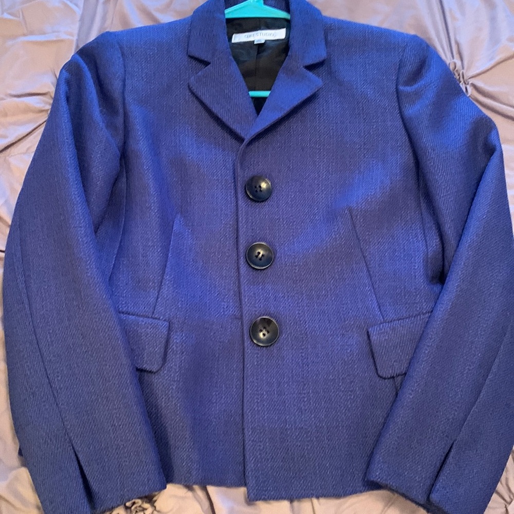 Suit Studio Beautiful Blue Textured Suit Jacket-4P